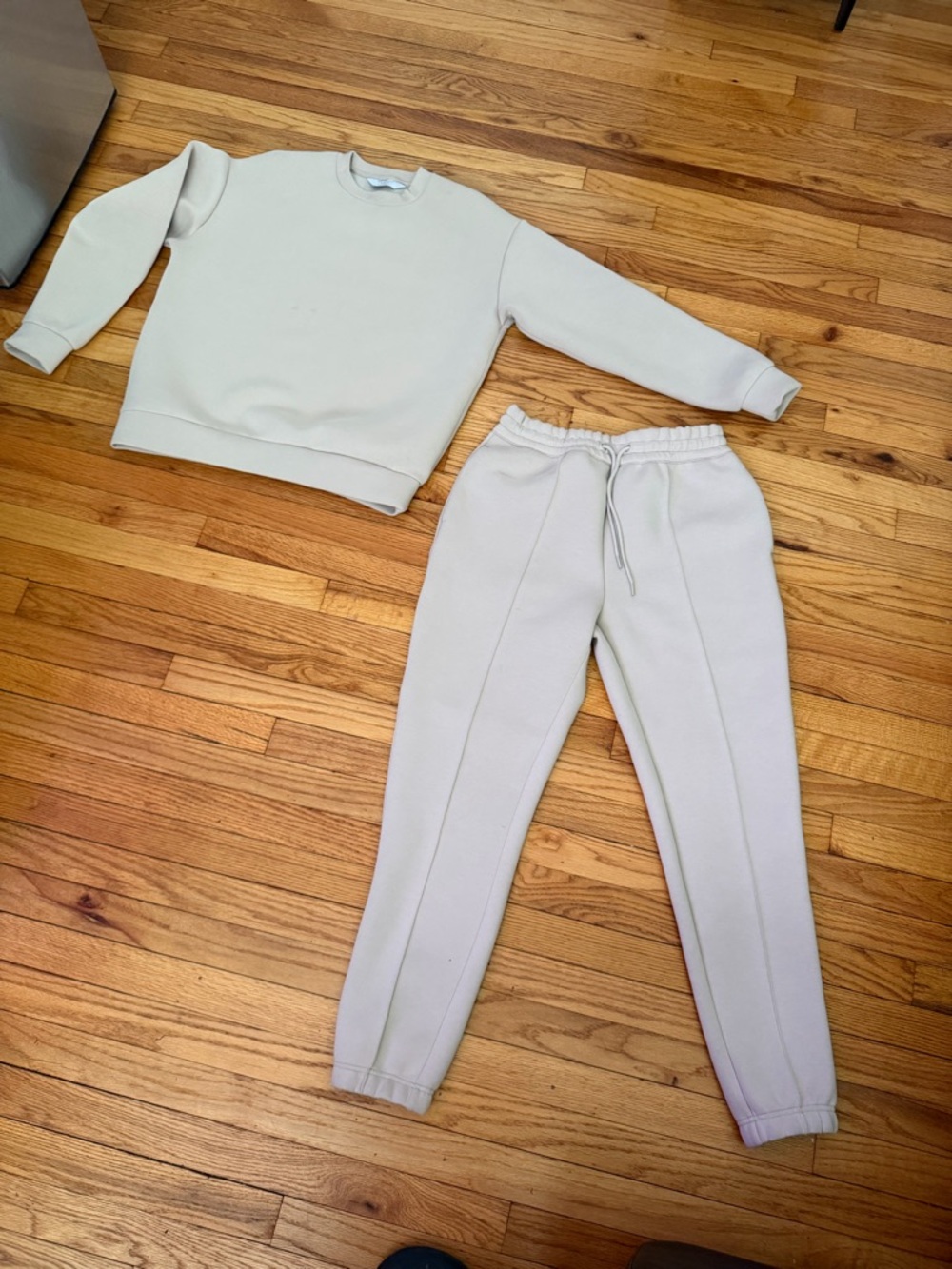 NWOT Primark Kem Relaxed Fit Loungewear Matching Set Scuba Beige drawstring S/M